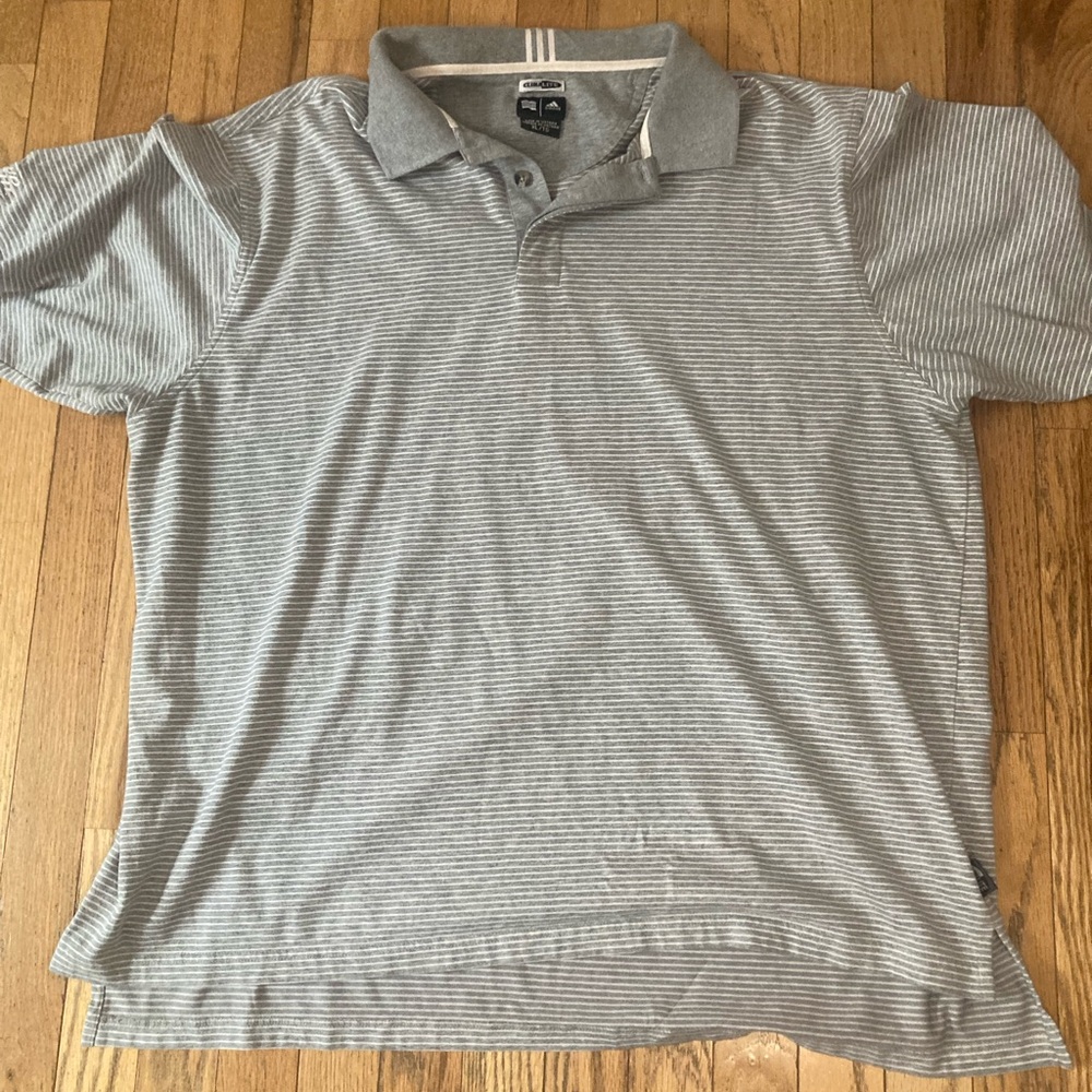 Adidas Men’s Climalite Golf Shirt/Polo Size XL Gray with Green Stripes Bud Light